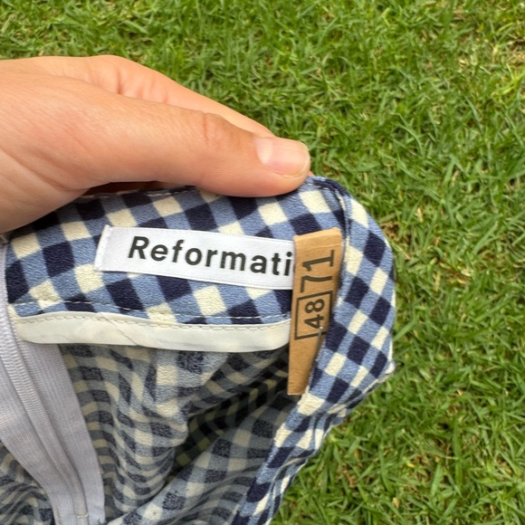 Reformation Checkered Blue Skirt - Picture 4 of 5